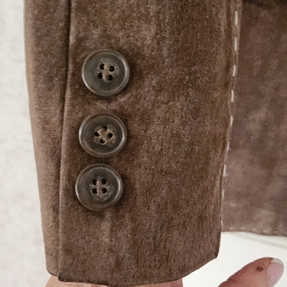 Pamela McCoy Suede Leather Jacket in Rich Brown.pit To Pit 19" - Picture 7 of 8